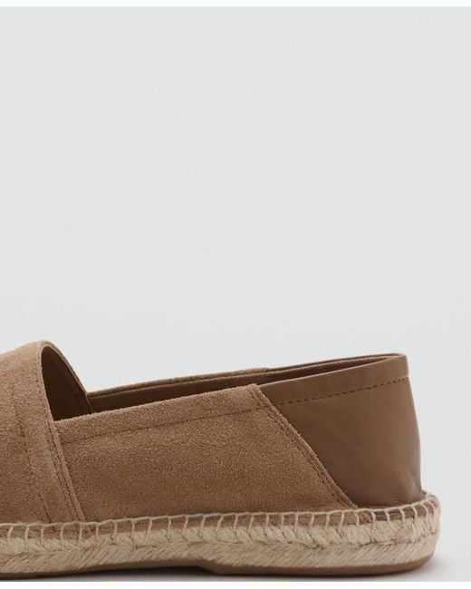 Mango Brown Solid Leather Espadrilles Loafers for men