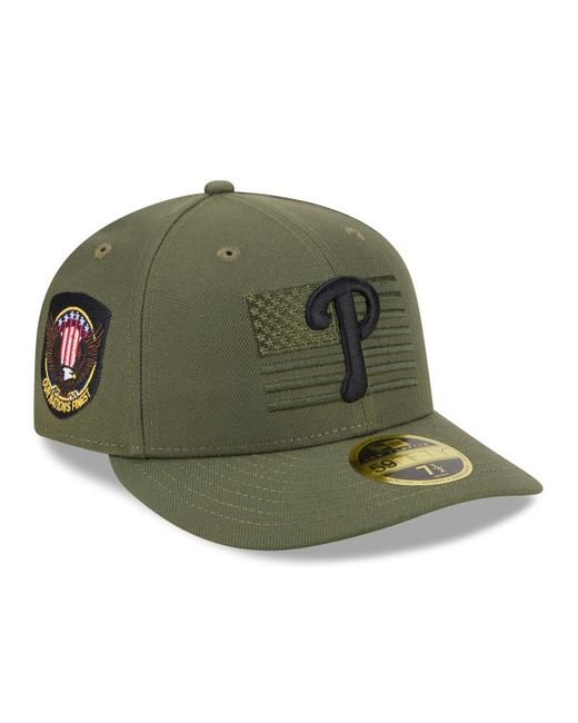 KTZ Green Philadelphia Phillies 2023 Armed Forces Day Low Profile 59fifty Fitted Hat for men