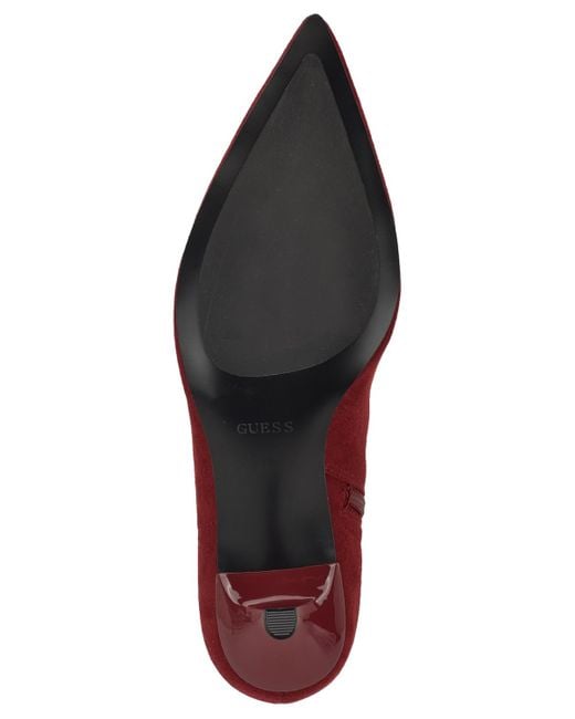 Guess Red Yanka Pointed Toe Kitten Heel Dress Booties