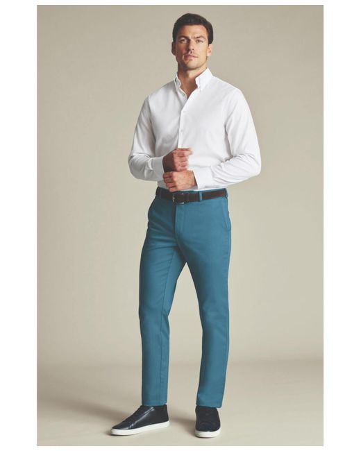 Charles Tyrwhitt Blue Ultimate Non-iron Chinos for men