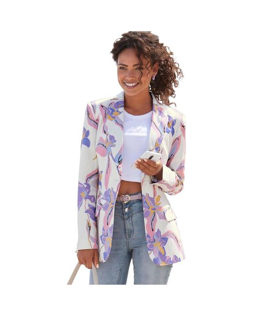 Lascana White Floral Print Blazer