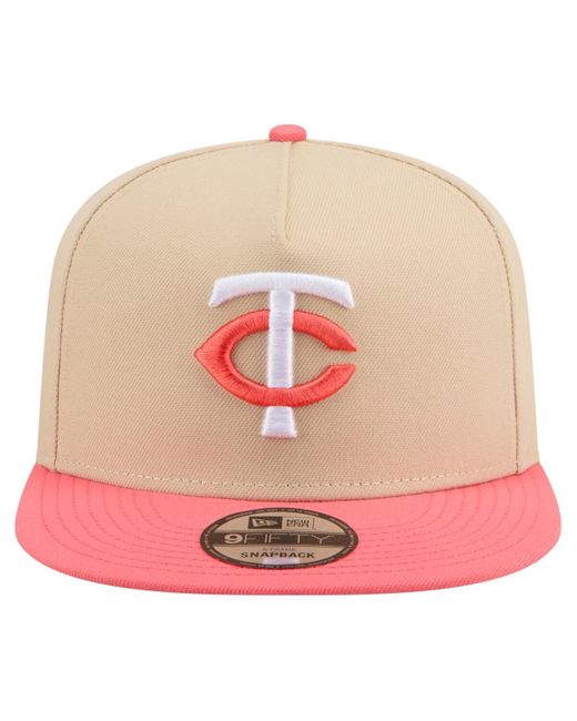 KTZ Pink Light Beige/coral Cleveland Guardians Color Pack A-frame 9fifty Snapback Hat for men