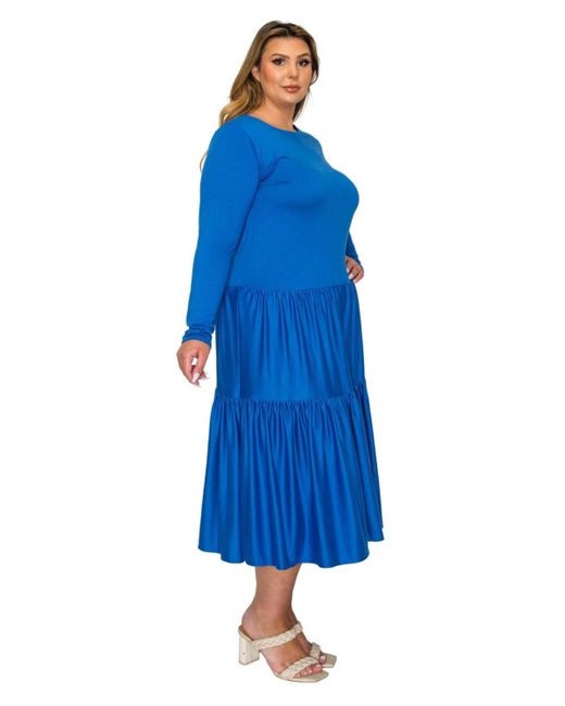 L I V D Blue Plus Size Eliana Tiered Midi Dress