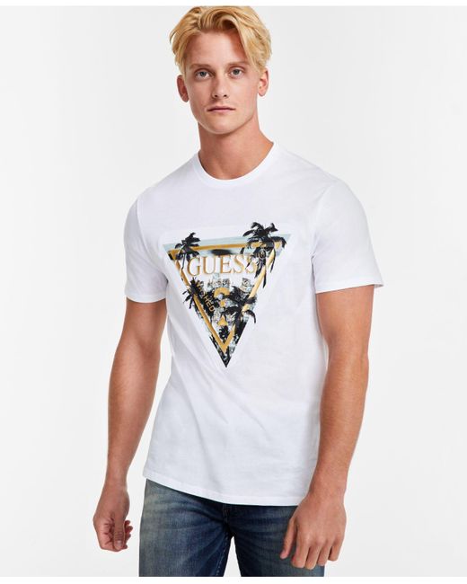 Palm Tree Triangle Logo Graphic T-shirt in White for Men Lyst
