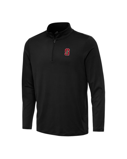 Antigua Black Stanford Cardinal Reprocess Quarter-zip Sweatshirt for men