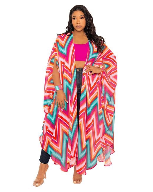 Buxom Couture Red Plus Size Chevron Robe