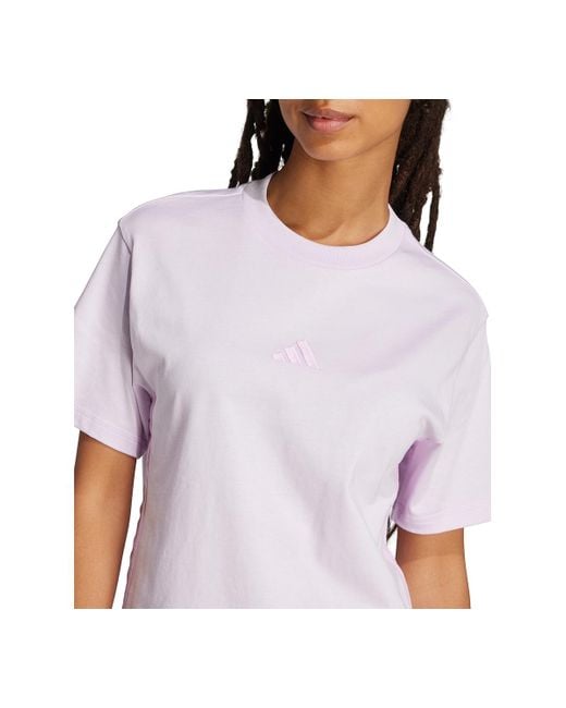 Adidas White Cotton Essentials 3-stripe T-shirt