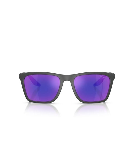 Prada Blue Linea Rossa Rectangle Sunglasses for men
