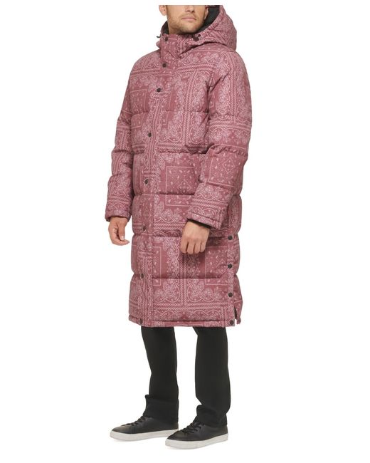 Levi's Red Quilted Extra Long Parka Jacket for men