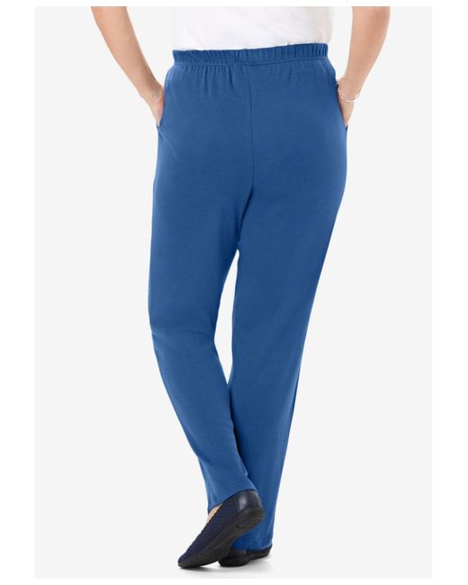 Woman Within Blue Within Tall 7-day Knit Straight Leg Pant