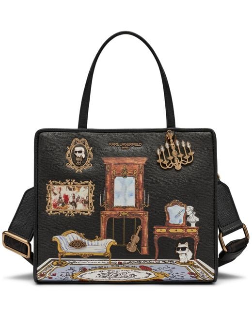 Karl Lagerfeld Black Maybelle Leather Small Satchel Bag