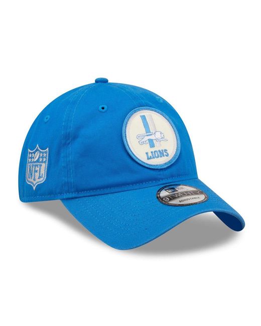 KTZ Cotton Blue Detroit Lions 2022 Sideline 9twenty Historic Adjustable