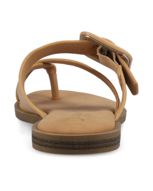Journee Collection White Layra Strappy Buckle Flat Sandals