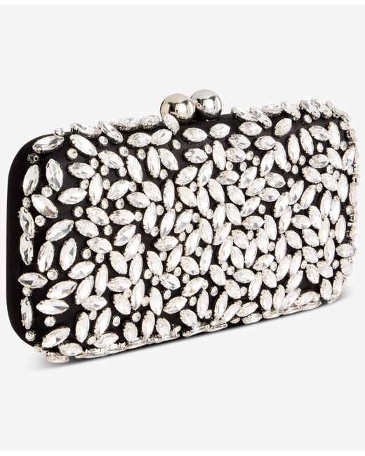 INC International Concepts Black East West Embellished Small Minaudiere