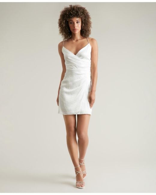 Ivy & Blu Ivy + Blu Sparkle-strap Side-pleated Dress in White | Lyst