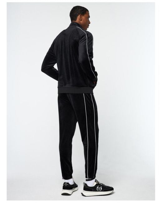 Sergio Tacchini Black Lioni Velour Track Jacket for men