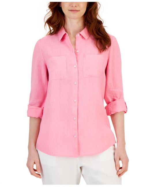 Charter Club Linen Shirt, Created For Macy's in Pink Lyst