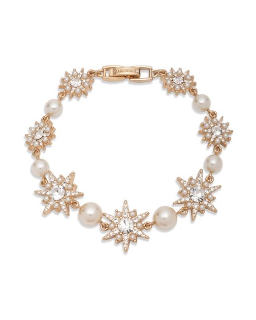 Marchesa Metallic Glass Stone And Imitation Pearl Star Flex Bracelet