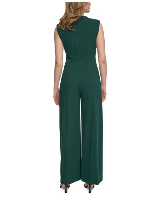 Calvin Klein Surplice Straightleg Jumpsuit in Green Lyst