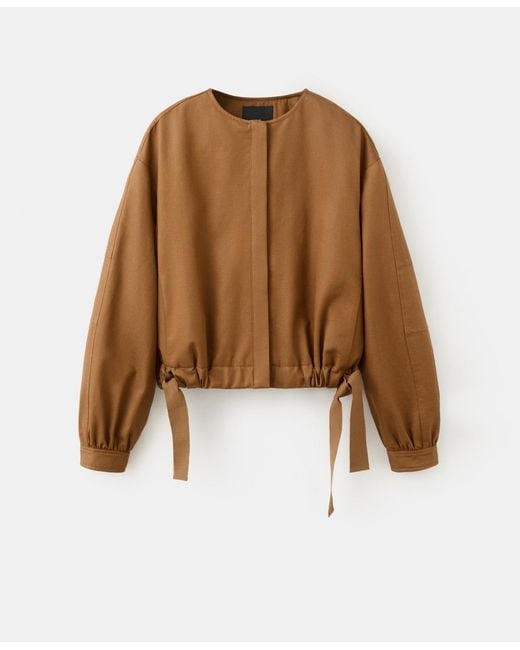 Mango Brown Elastic Bands Lyocell Jacket