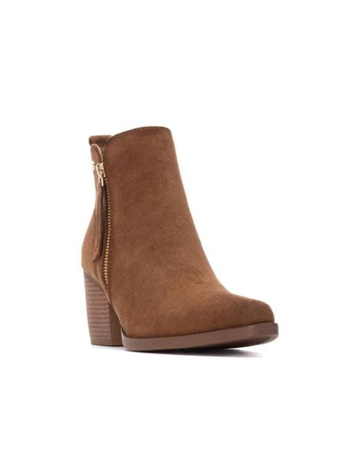 Xti Brown Italian Western Suede Booties Refresh Collection By