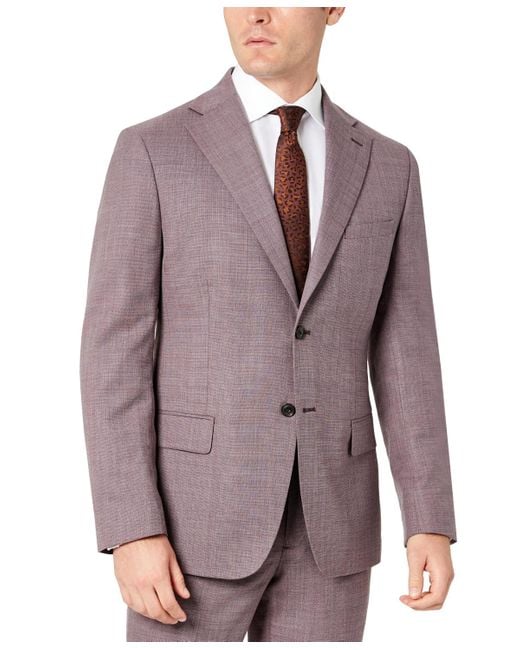 Tallia Purple Slim-fit Stripe Wool Suit Jacket for men
