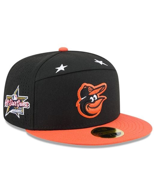 KTZ Black/orange Baltimore Orioles 2025 Mlb All-star Game Side Patch 59fifty Fitted Hat for men