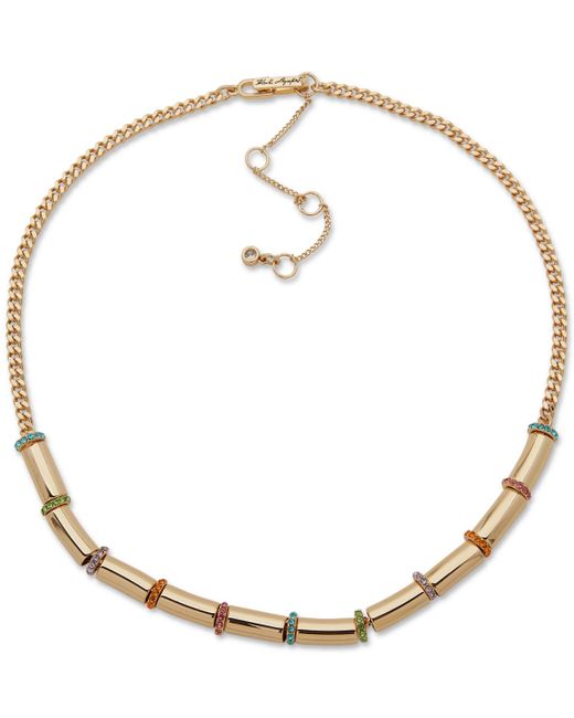 Karl Lagerfeld Metallic Gold-tone Color Rondelle Necklace