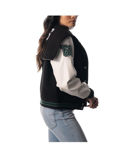 The Wild Collective Black New York Jets Sailor Full-snap Hooded Varsity Jacket