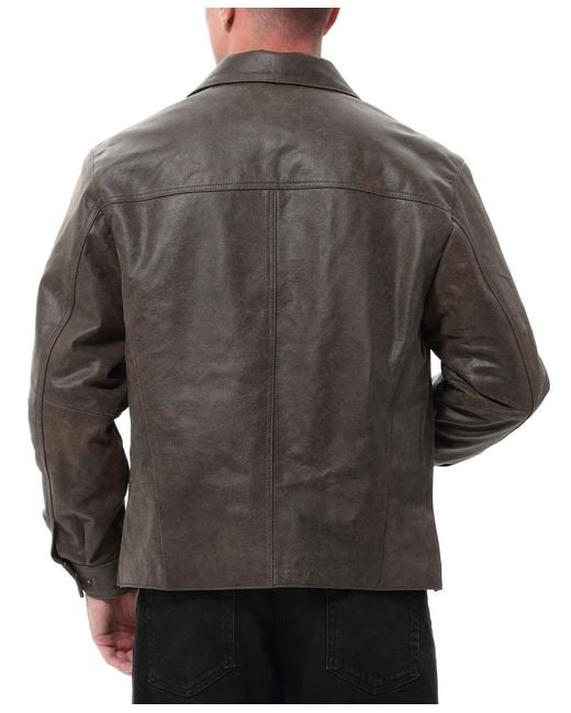 BGSD Gray Men David Distressed Leather Jacket for men