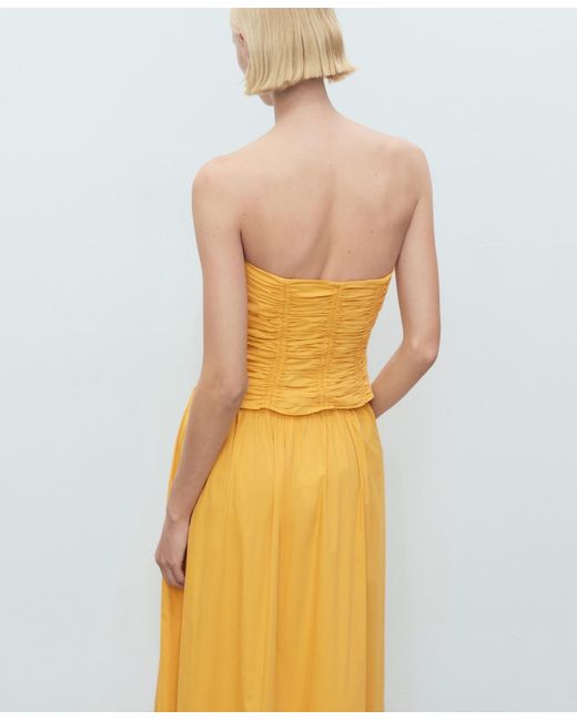 Mango Multicolor Ruched Strapless Top
