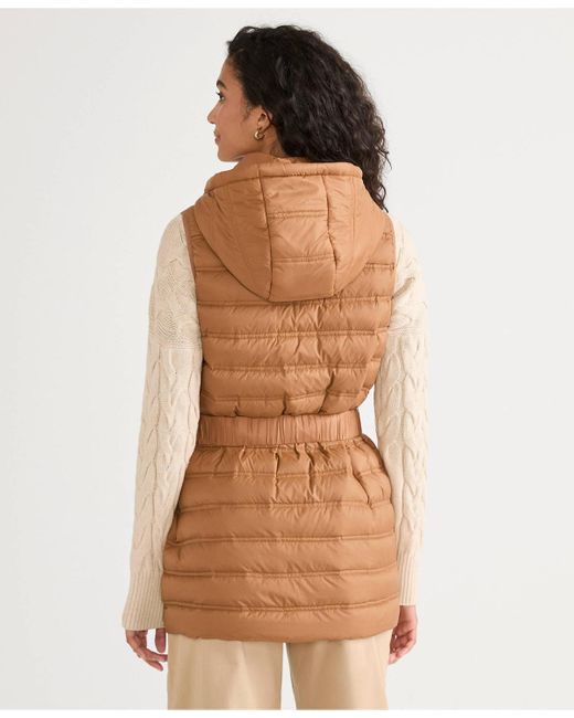 Lands' End Brown Wanderweight Belted Packable Down Vest