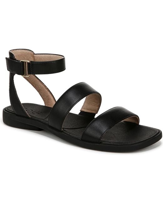 Naturalizer Women's Black Fiesta Ankle Strap Footbed Flat Sandals
