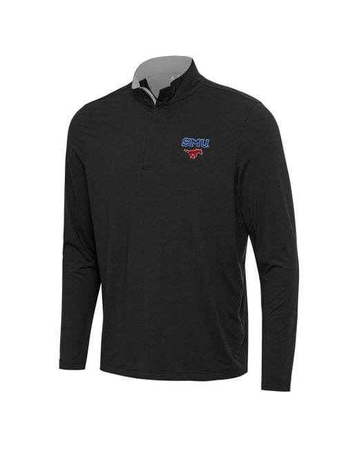 Antigua Black/gray Smu Mustangs Content Quarter-zip Pullover Sweatshirt for men