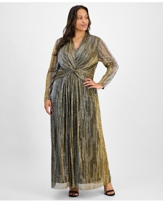 Anne Klein Plus Size Twist-front Maxi Dress in Green | Lyst