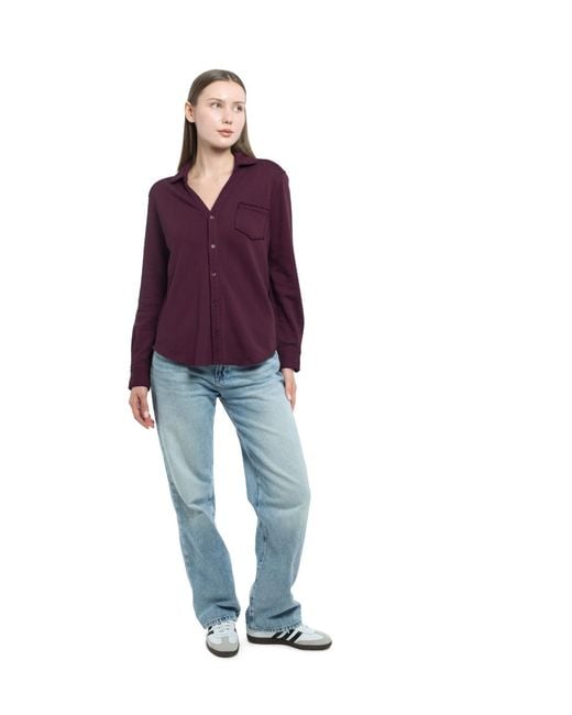 Wilt Purple Clothing Button Front Sweatshirt