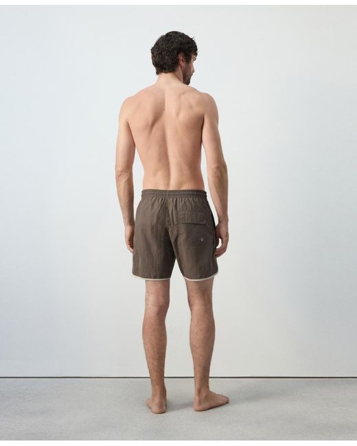 Mango Gray Basic Drawstring Straight-fit Swim Trunks for men
