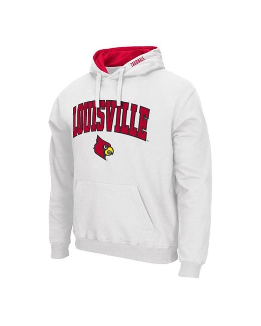 Men's Colosseum Red Louisville Cardinals Big & Tall Arch & Logo 2.0  Pullover Hoodie