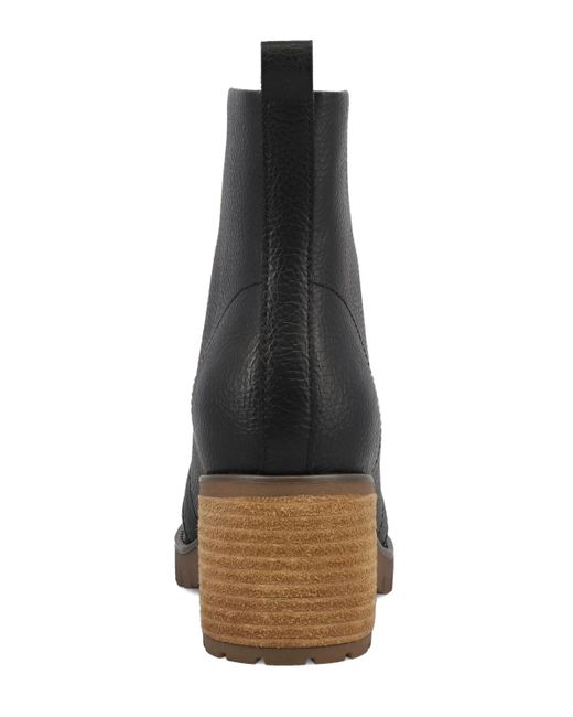 MIA Black Fabiola Front Zip Stacked Heel Ankle Booties