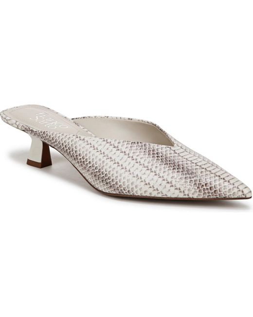 Franco Sarto White Jayda Pointed Toe Kitten Heel Mules