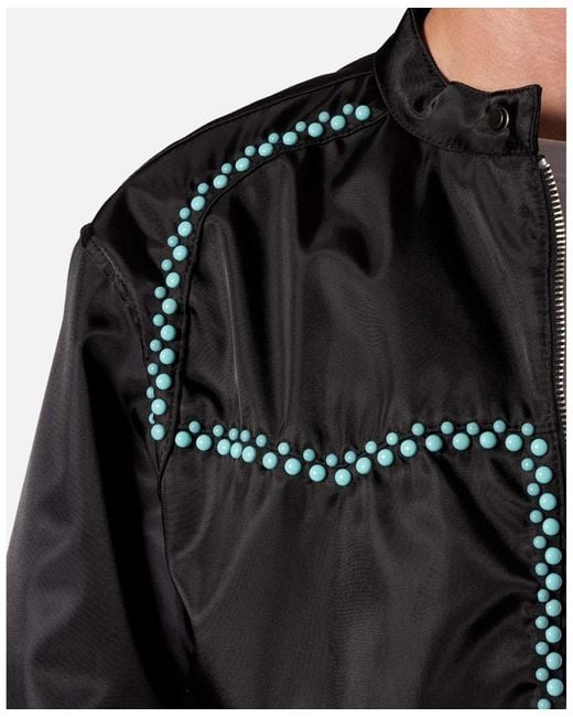 MNML Black Turquoise Studded Snap Jacket for men