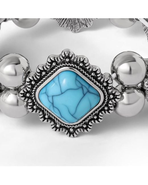 Jessica Simpson Blue And Silver Stretch Bracelet