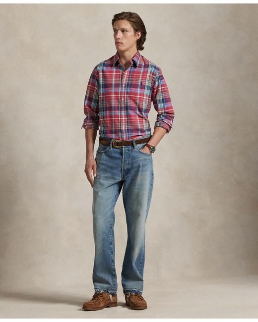 Polo Ralph Lauren Red Classic-fit Plaid Oxford Shirt for men