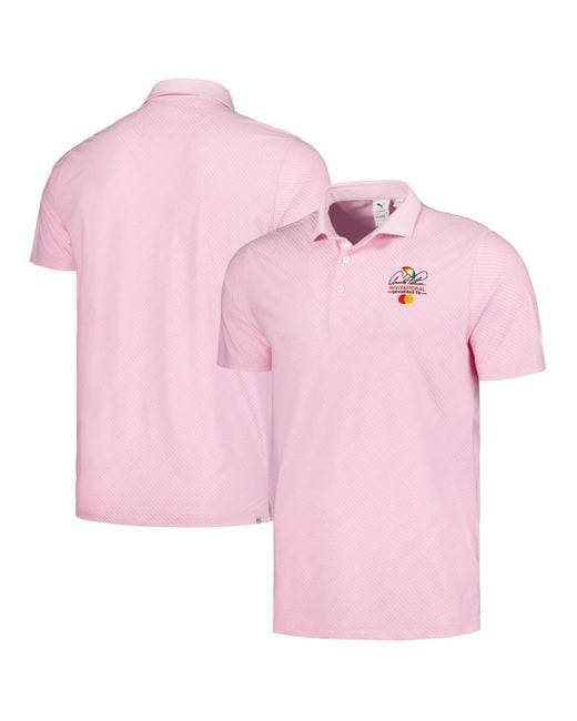 PUMA Pink Arnold Palmer Invitational Jacquard Stripe Mattr Polo Shirt for men