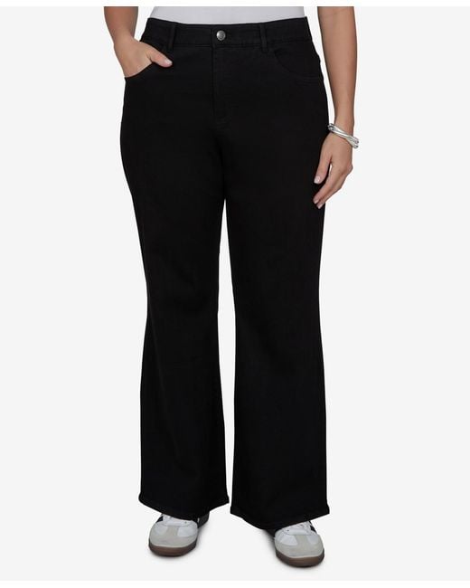 Ruby Rd Black Plus Size Mid-rise Flare Jeans