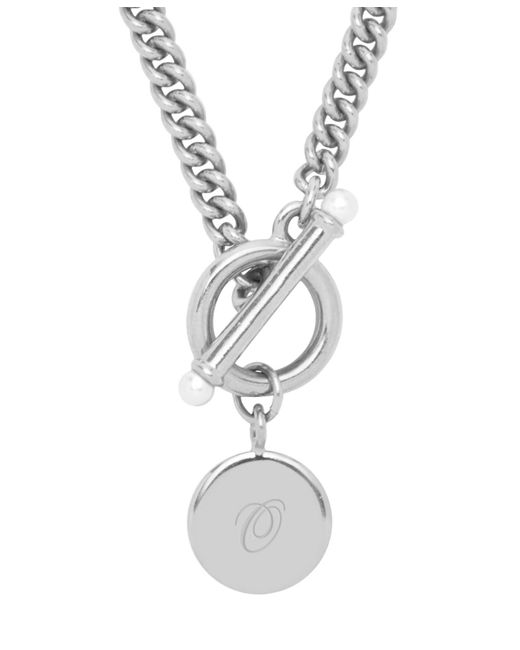 Brook and York Women's White Stella Imitation Pearl Initial toggle Necklace