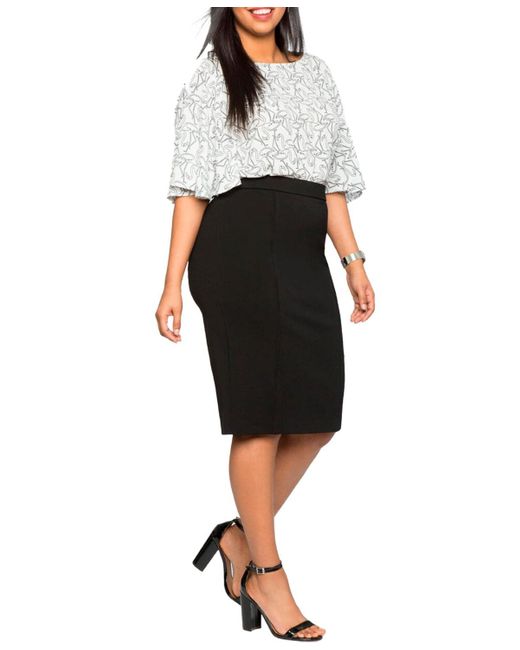 Eloquii Black Plus Size The Ultimate Stretch Suit Pencil Skirt