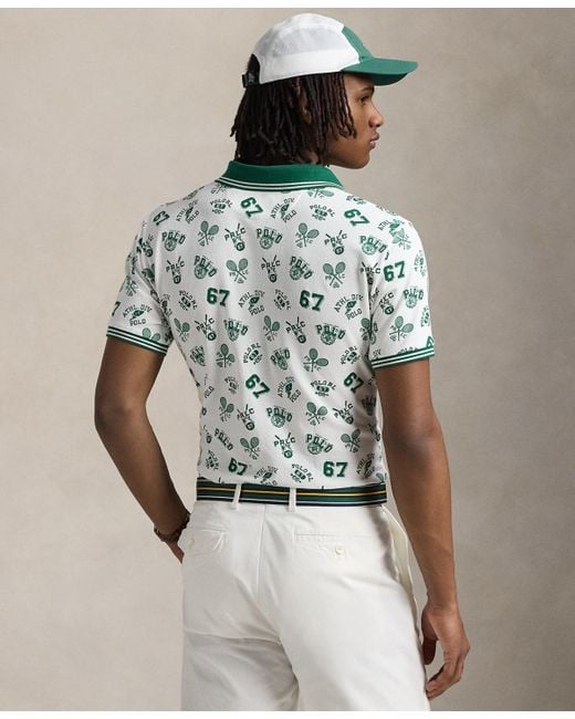 Polo Ralph Lauren White Classic-fit Print Mesh Polo Shirt for men