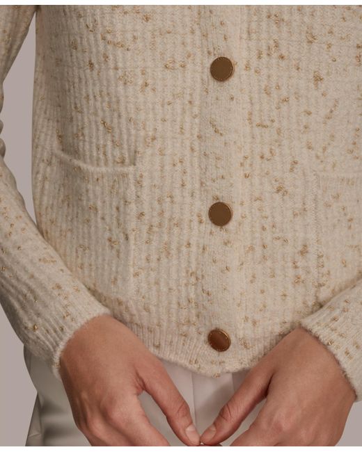 Donna Karan Natural Metallic Cardigan Sweater