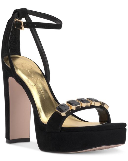 Jessica Simpson Black Callirah Ankle-strap Platform Sandals